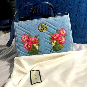Gucci Marmont Denim Floral Pattern Japan Exclusive Limited Original